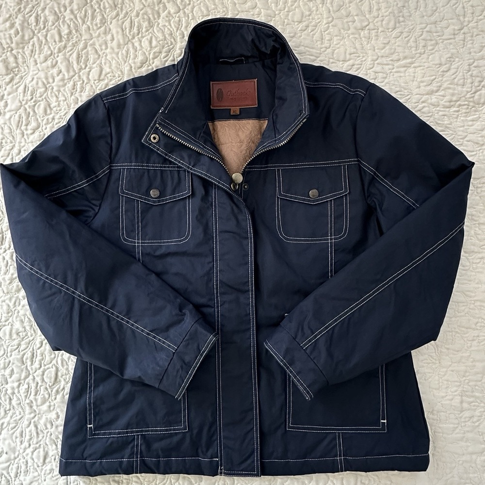 Outback Trading Co Oilskin‎ Field Blue Ridge Jacket Men's Large Lined 29665
